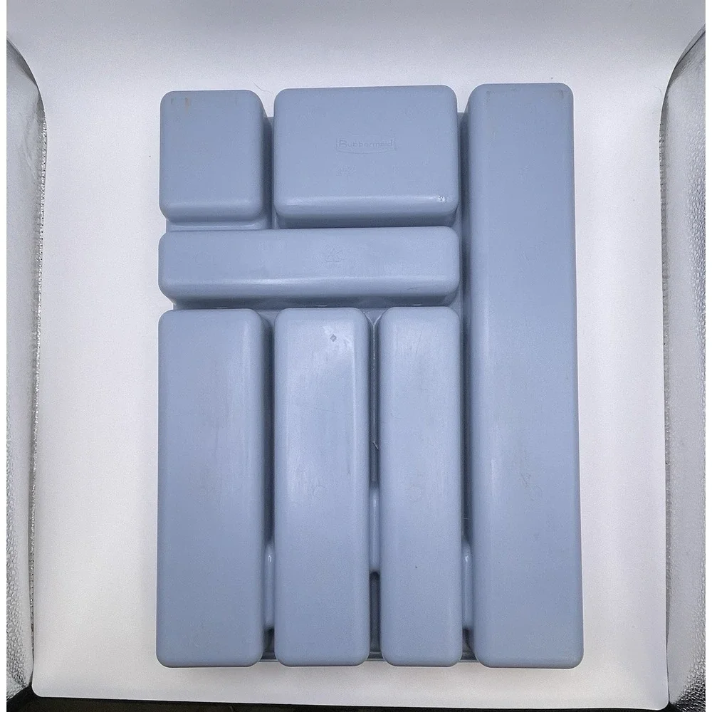 Vtg Rubbermaid Silverware Utensil Tray Drawer‎ 7 Compartment Organizer 0521 Blue